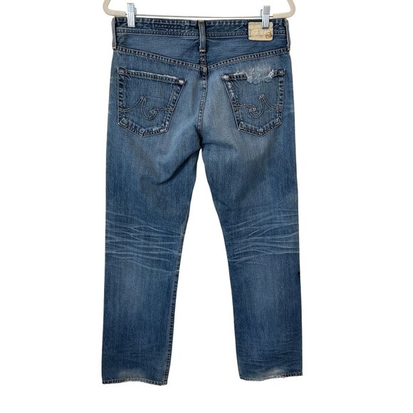 Adriano Goldschmied AG Protege Jean Size 32 Straight Blue Distressed Medium Wash - Picture 2 of 9